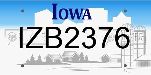 IZB2376 Iowa License Plate