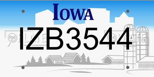 IZB3544 Iowa License Plate