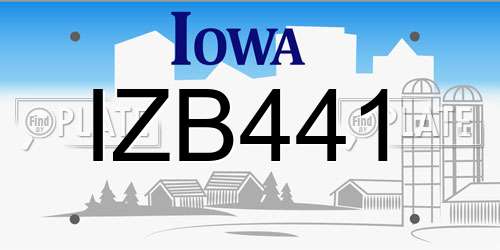 IZB441 Iowa License Plate