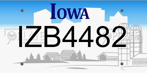 IZB4482 Iowa License Plate