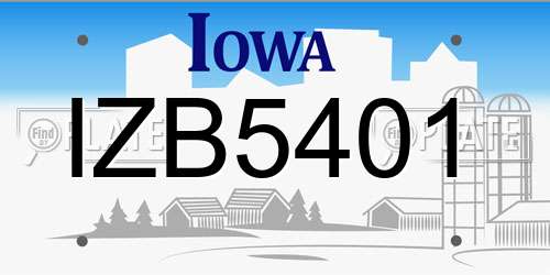 IZB5401 Iowa License Plate