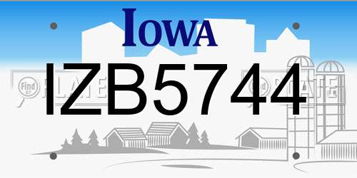 IZB5744 Iowa License Plate