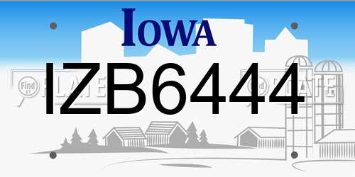 IZB6444 Iowa License Plate