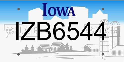 IZB6544 Iowa License Plate