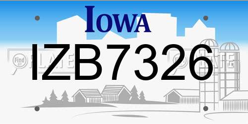 IZB7326 Iowa License Plate