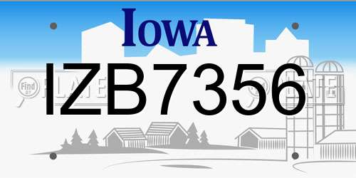 IZB7356 Iowa License Plate