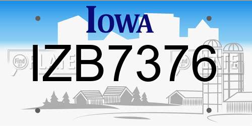 IZB7376 Iowa License Plate