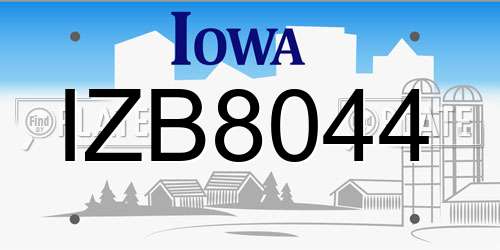 IZB8044 Iowa License Plate