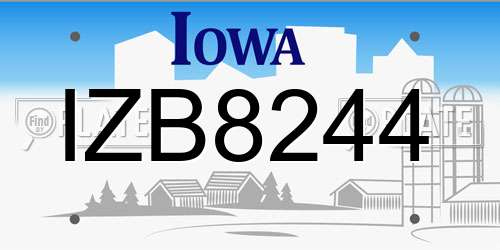 IZB8244 Iowa License Plate
