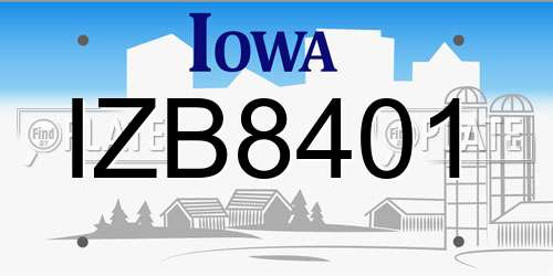 IZB8401 Iowa License Plate