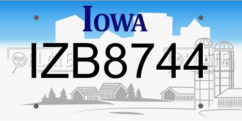 IZB8744 Iowa License Plate