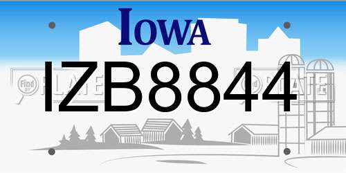IZB8844 Iowa License Plate