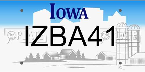 IZBA41 Iowa License Plate