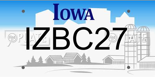 IZBC27 Iowa License Plate