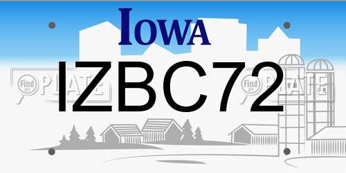IZBC72 Iowa License Plate