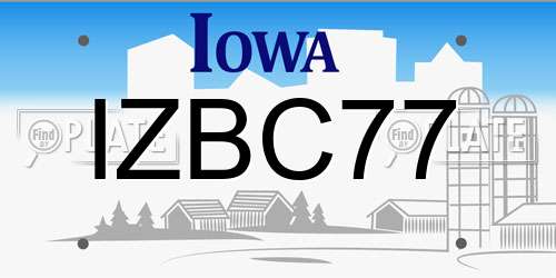 IZBC77 Iowa License Plate