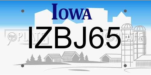 IZBJ65 Iowa License Plate