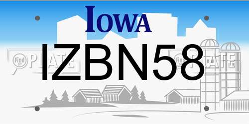 IZBN58 Iowa License Plate