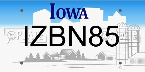 IZBN85 Iowa License Plate