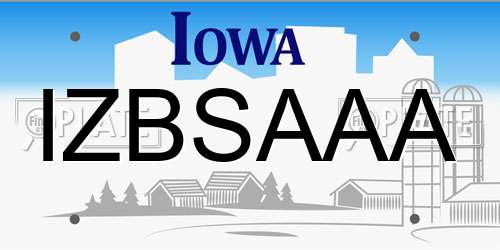 IZBSAAA Iowa License Plate