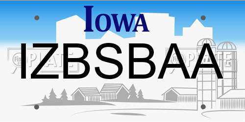 IZBSBAA Iowa License Plate