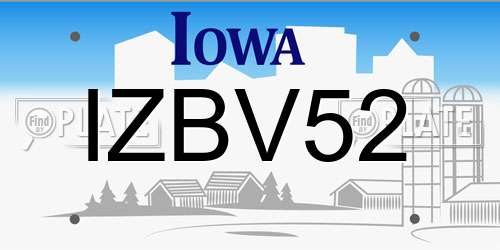 IZBV52 Iowa License Plate