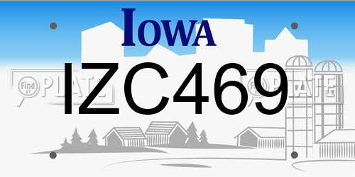 IZC469 Iowa License Plate