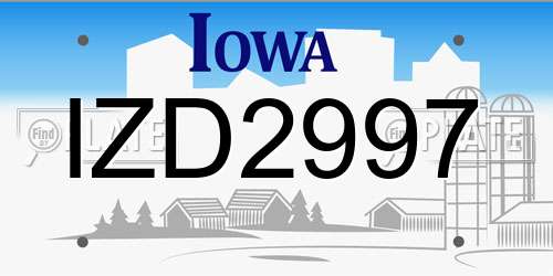 IZD2997 Iowa License Plate