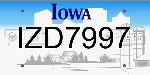 IZD7997 Iowa License Plate
