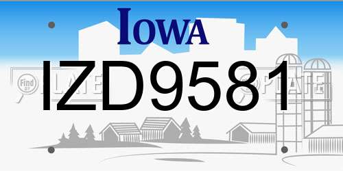 IZD9581 Iowa License Plate