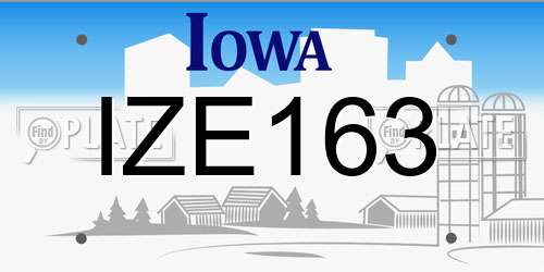 IZE163 Iowa License Plate