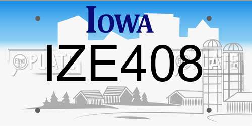 IZE408 Iowa License Plate