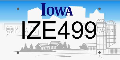 IZE499 Iowa License Plate