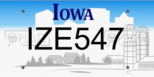 IZE547 Iowa License Plate