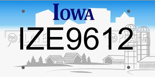 IZE9612 Iowa License Plate