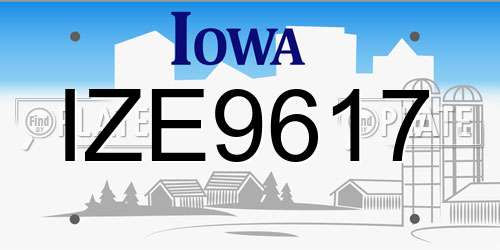 IZE9617 Iowa License Plate