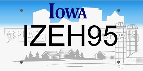IZEH95 Iowa License Plate