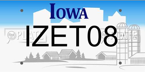 IZET08 Iowa License Plate