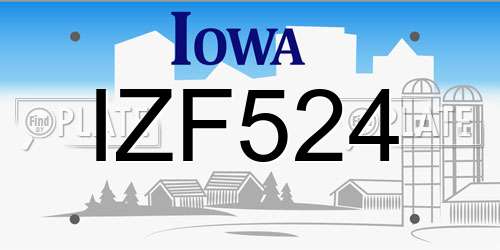 IZF524 Iowa License Plate