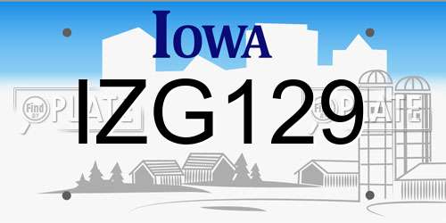 IZG129 Iowa License Plate
