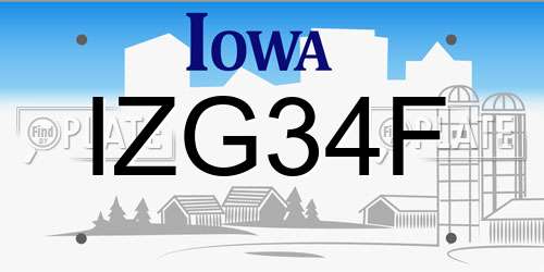 IZG34F Iowa License Plate