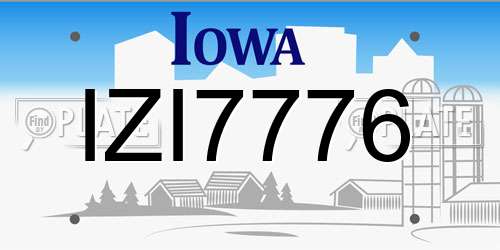 IZI7776 Iowa License Plate