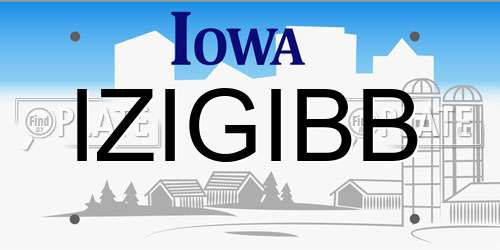 IZIGIBB Iowa License Plate