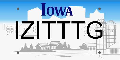 IZITTTG Iowa License Plate