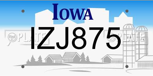 IZJ875 Iowa License Plate