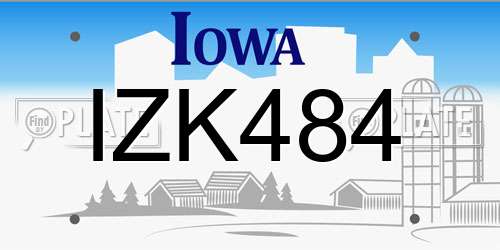 IZK484 Iowa License Plate