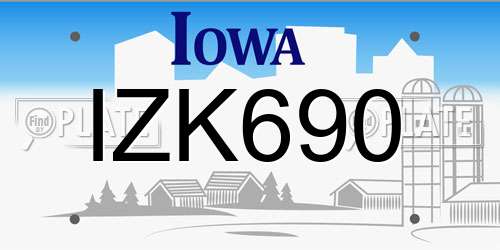 IZK690 Iowa License Plate