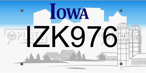 IZK976 Iowa License Plate