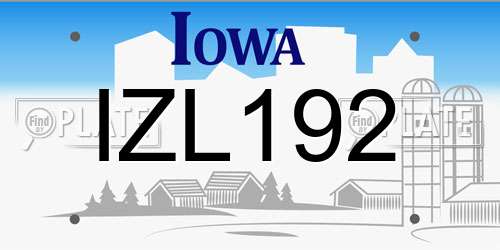 IZL192 Iowa License Plate