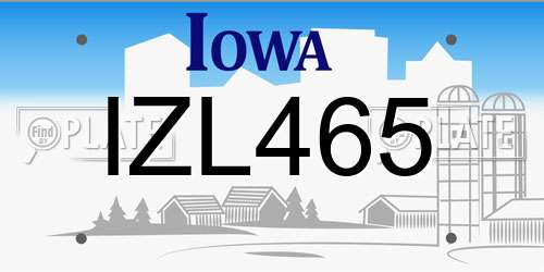 IZL465 Iowa License Plate